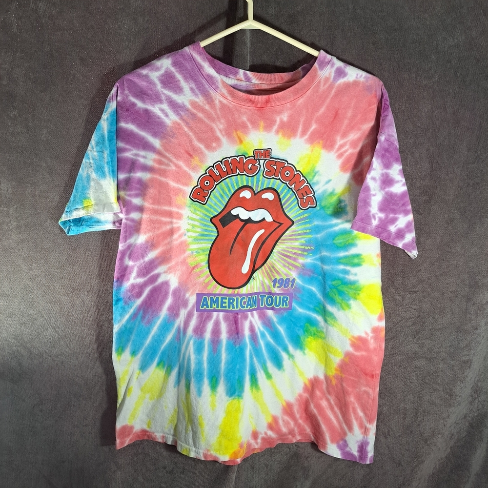 The Rolling Stones 1981 American Tour Replica Tie Dye Graphic Tee VG M